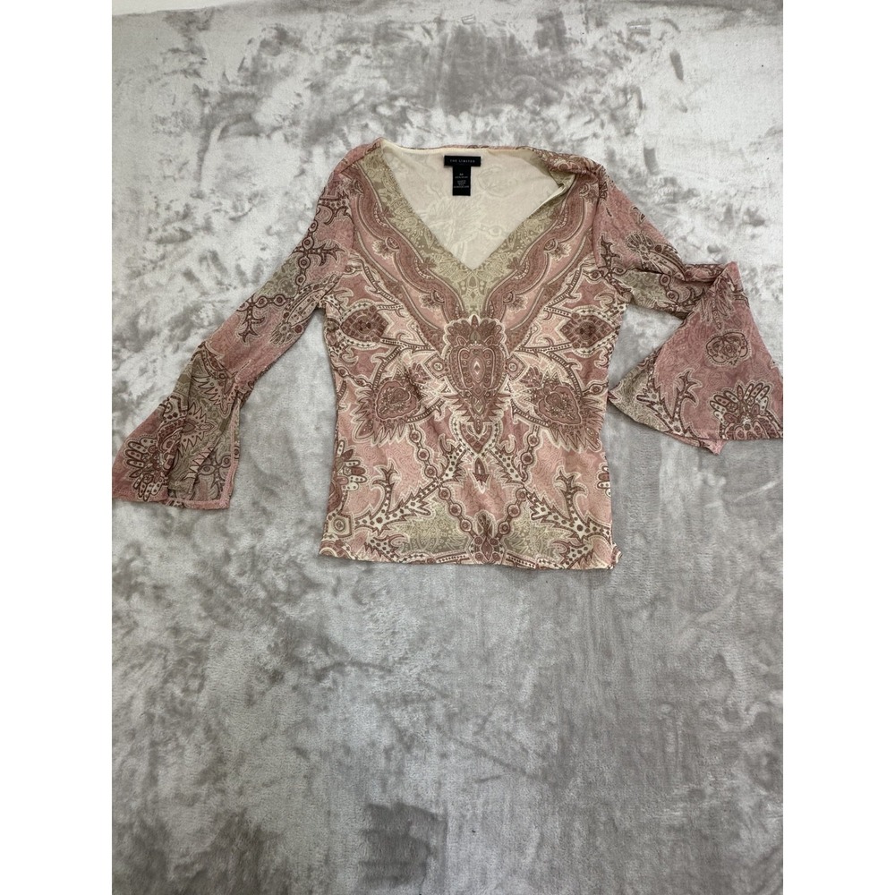 The Limited Women's Blouse Size Medium Multicolor Bell Sleeve V-Neck Lightweight
